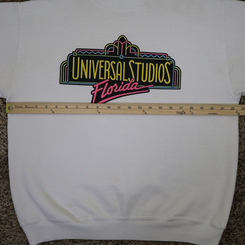 Vintage Universal Studios Florida Tultex Sweatshirt White Neon Graphic Large - Picture 12 of 15